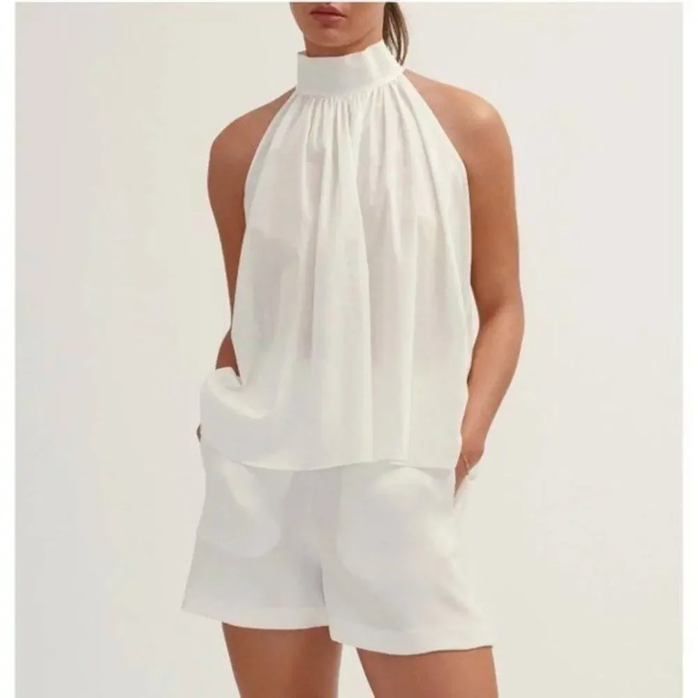 CARESTE Hearst Top White Sleeveless Poplin Boxy Fit, 16 - $395 - Picture 1 of 9